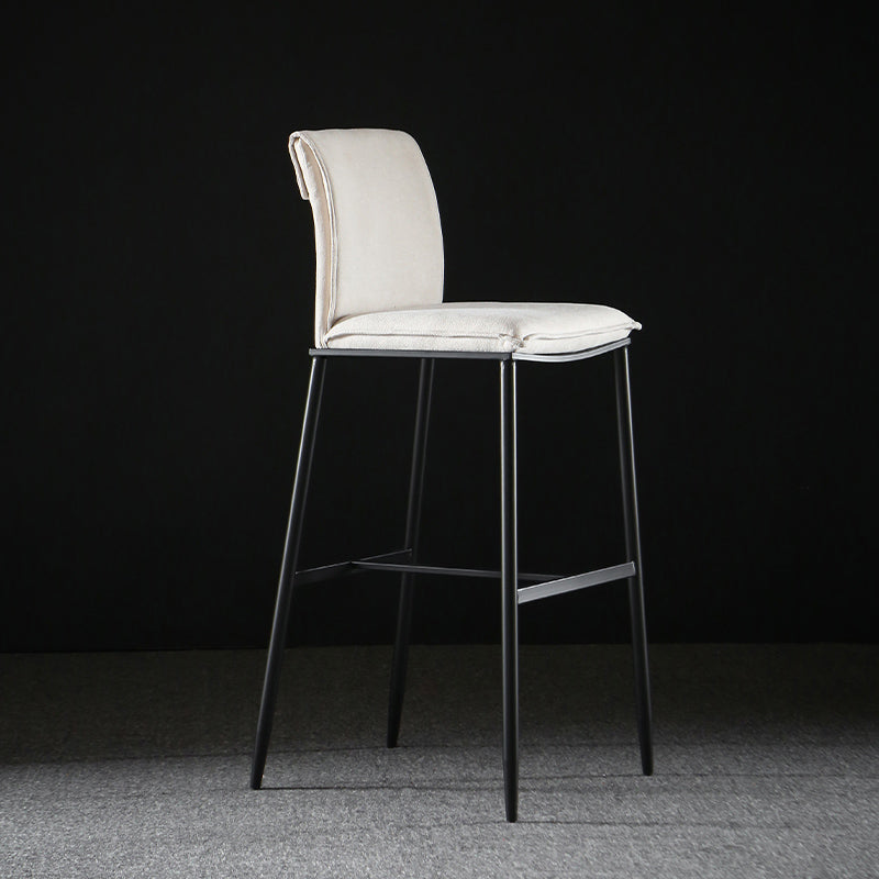 Upholstered Modern Counter Bar Stool Armless Backrest Bar Stool with Metal Base Beige Clearhalo 'Bar Furniture' 'Bar Stools' 'bar_stools' 'furn' 'furn_bar_stools' 'furniture_bar_stools' 'Kitchen & Dining Furniture' 'kitchen&dining_furn' 'kitchen' 'kitchen_furn' Furniture' 4371679