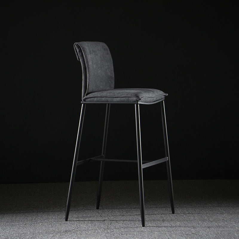 Upholstered Modern Counter Bar Stool Armless Backrest Bar Stool with Metal Base Dark Gray Clearhalo 'Bar Furniture' 'Bar Stools' 'bar_stools' 'furn' 'furn_bar_stools' 'furniture_bar_stools' 'Kitchen & Dining Furniture' 'kitchen&dining_furn' 'kitchen' 'kitchen_furn' Furniture' 4371680