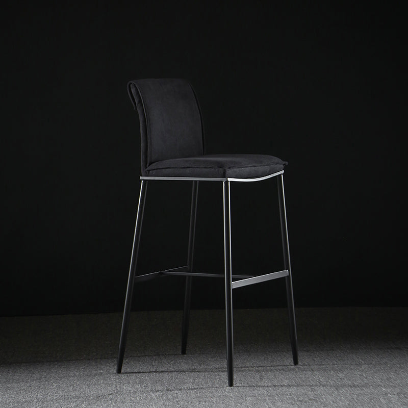 Upholstered Modern Counter Bar Stool Armless Backrest Bar Stool with Metal Base Black Clearhalo 'Bar Furniture' 'Bar Stools' 'bar_stools' 'furn' 'furn_bar_stools' 'furniture_bar_stools' 'Kitchen & Dining Furniture' 'kitchen&dining_furn' 'kitchen' 'kitchen_furn' Furniture' 4371684