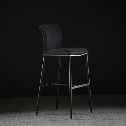Upholstered Modern Counter Bar Stool Armless Backrest Bar Stool with Metal Base Black Clearhalo 'Bar Furniture' 'Bar Stools' 'bar_stools' 'furn' 'furn_bar_stools' 'furniture_bar_stools' 'Kitchen & Dining Furniture' 'kitchen&dining_furn' 'kitchen' 'kitchen_furn' Furniture' 4371684