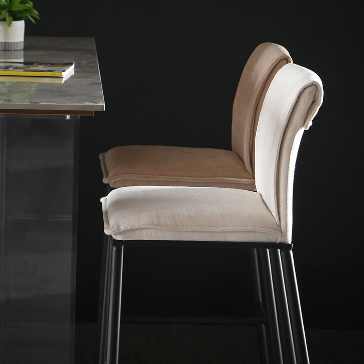 Upholstered Modern Counter Bar Stool Armless Backrest Bar Stool with Metal Base Clearhalo 'Bar Furniture' 'Bar Stools' 'bar_stools' 'furn' 'furn_bar_stools' 'furniture_bar_stools' 'Kitchen & Dining Furniture' 'kitchen&dining_furn' 'kitchen' 'kitchen_furn' Furniture' 4371685