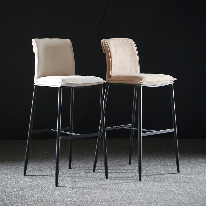 Upholstered Modern Counter Bar Stool Armless Backrest Bar Stool with Metal Base Clearhalo 'Bar Furniture' 'Bar Stools' 'bar_stools' 'furn' 'furn_bar_stools' 'furniture_bar_stools' 'Kitchen & Dining Furniture' 'kitchen&dining_furn' 'kitchen' 'kitchen_furn' Furniture' 4371690