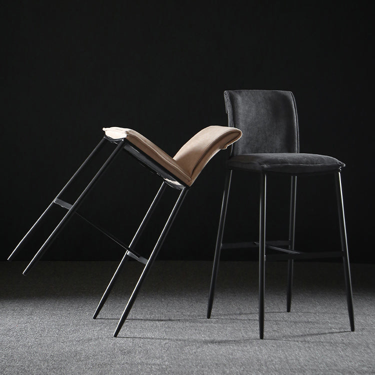 Upholstered Modern Counter Bar Stool Armless Backrest Bar Stool with Metal Base Clearhalo 'Bar Furniture' 'Bar Stools' 'bar_stools' 'furn' 'furn_bar_stools' 'furniture_bar_stools' 'Kitchen & Dining Furniture' 'kitchen&dining_furn' 'kitchen' 'kitchen_furn' Furniture' 4371691