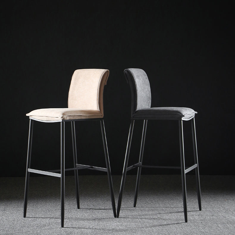 Upholstered Modern Counter Bar Stool Armless Backrest Bar Stool with Metal Base Clearhalo 'Bar Furniture' 'Bar Stools' 'bar_stools' 'furn' 'furn_bar_stools' 'furniture_bar_stools' 'Kitchen & Dining Furniture' 'kitchen&dining_furn' 'kitchen' 'kitchen_furn' Furniture' 4371692