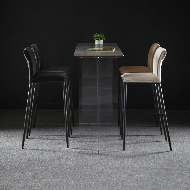 Upholstered Modern Counter Bar Stool Armless Backrest Bar Stool with Metal Base Clearhalo 'Bar Furniture' 'Bar Stools' 'bar_stools' 'furn' 'furn_bar_stools' 'furniture_bar_stools' 'Kitchen & Dining Furniture' 'kitchen&dining_furn' 'kitchen' 'kitchen_furn' Furniture' 4371693