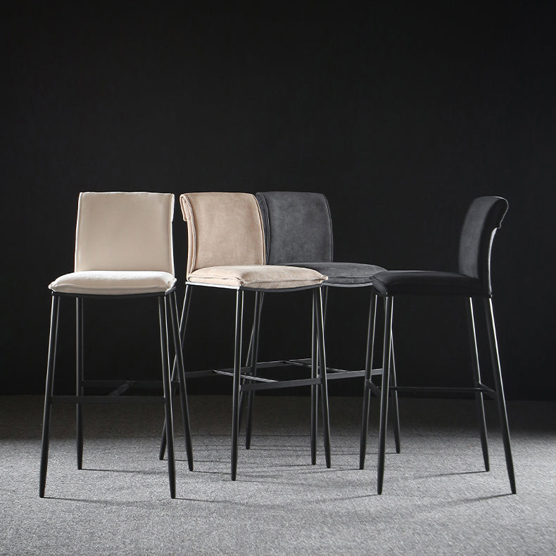 Upholstered Modern Counter Bar Stool Armless Backrest Bar Stool with Metal Base Clearhalo 'Bar Furniture' 'Bar Stools' 'bar_stools' 'furn' 'furn_bar_stools' 'furniture_bar_stools' 'Kitchen & Dining Furniture' 'kitchen&dining_furn' 'kitchen' 'kitchen_furn' Furniture' 4371694