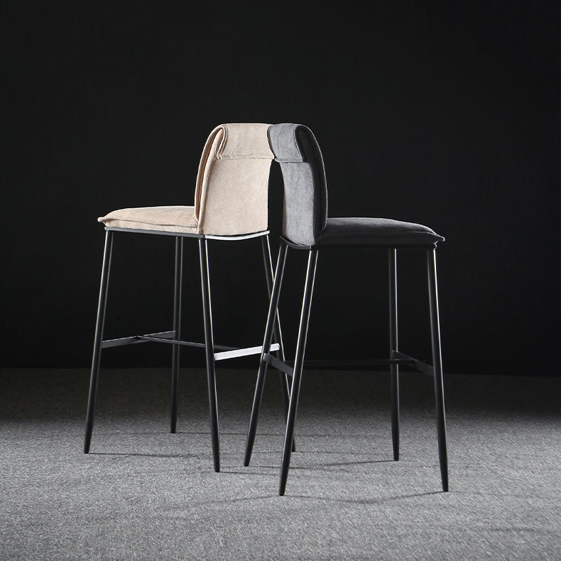 Upholstered Modern Counter Bar Stool Armless Backrest Bar Stool with Metal Base Clearhalo 'Bar Furniture' 'Bar Stools' 'bar_stools' 'furn' 'furn_bar_stools' 'furniture_bar_stools' 'Kitchen & Dining Furniture' 'kitchen&dining_furn' 'kitchen' 'kitchen_furn' Furniture' 4371695