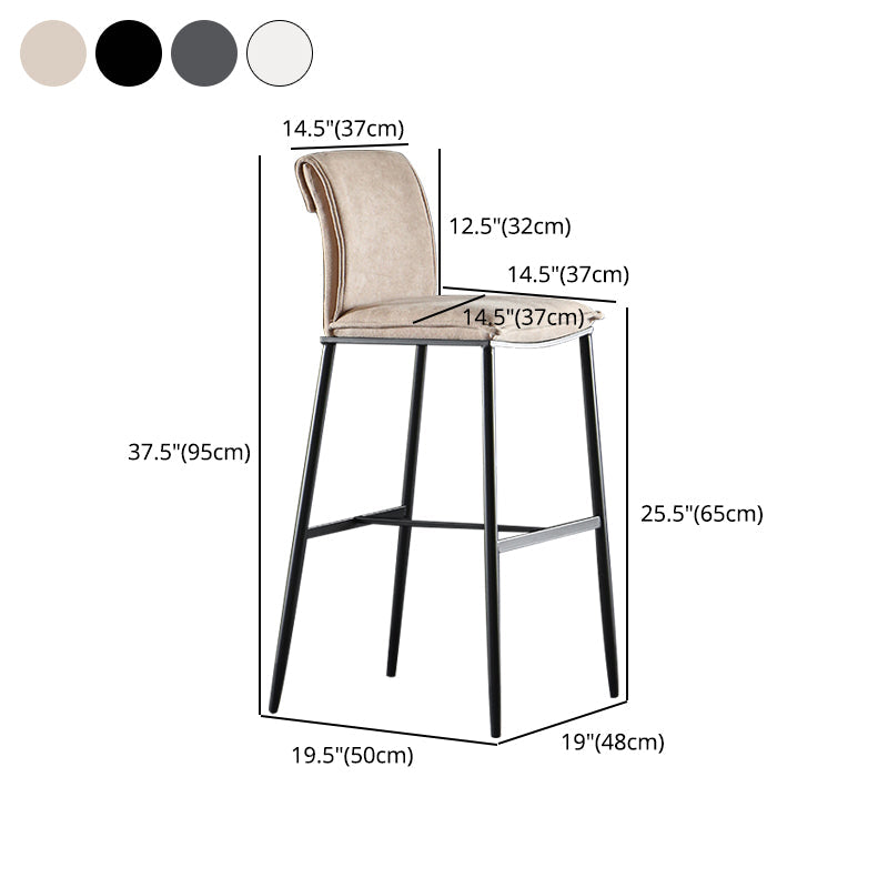 Upholstered Modern Counter Bar Stool Armless Backrest Bar Stool with Metal Base Clearhalo 'Bar Furniture' 'Bar Stools' 'bar_stools' 'furn' 'furn_bar_stools' 'furniture_bar_stools' 'Kitchen & Dining Furniture' 'kitchen&dining_furn' 'kitchen' 'kitchen_furn' Furniture' 4371697