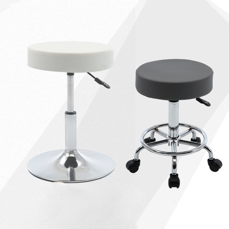 Adjustable Modern Counter Bar Stool Armless Leather Backless Bar Stool with Metal Base Clearhalo 'Bar Furniture' 'Bar Stools' 'bar_stools' 'furn' 'furn_bar_stools' 'furniture_bar_stools' 'Kitchen & Dining Furniture' 'kitchen&dining_furn' 'kitchen' 'kitchen_furn' Furniture' 4371699
