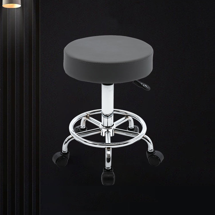 Adjustable Modern Counter Bar Stool Armless Leather Backless Bar Stool with Metal Base Clearhalo 'Bar Furniture' 'Bar Stools' 'bar_stools' 'furn' 'furn_bar_stools' 'furniture_bar_stools' 'Kitchen & Dining Furniture' 'kitchen&dining_furn' 'kitchen' 'kitchen_furn' Furniture' 4371701
