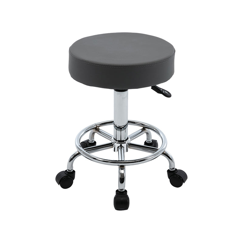 Adjustable Modern Counter Bar Stool Armless Leather Backless Bar Stool with Metal Base Black Counter Stool(26"H) Clearhalo 'Bar Furniture' 'Bar Stools' 'bar_stools' 'furn' 'furn_bar_stools' 'furniture_bar_stools' 'Kitchen & Dining Furniture' 'kitchen&dining_furn' 'kitchen' 'kitchen_furn' Furniture' 4371702