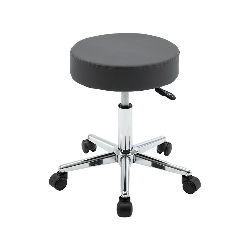 Adjustable Modern Counter Bar Stool Armless Leather Backless Bar Stool with Metal Base Black Counter Stool (24"H) Clearhalo 'Bar Furniture' 'Bar Stools' 'bar_stools' 'furn' 'furn_bar_stools' 'furniture_bar_stools' 'Kitchen & Dining Furniture' 'kitchen&dining_furn' 'kitchen' 'kitchen_furn' Furniture' 4371703