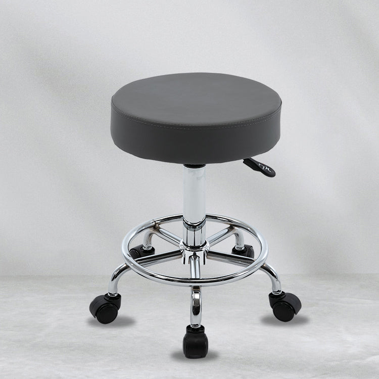 Adjustable Modern Counter Bar Stool Armless Leather Backless Bar Stool with Metal Base Clearhalo 'Bar Furniture' 'Bar Stools' 'bar_stools' 'furn' 'furn_bar_stools' 'furniture_bar_stools' 'Kitchen & Dining Furniture' 'kitchen&dining_furn' 'kitchen' 'kitchen_furn' Furniture' 4371705
