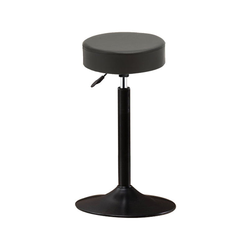Adjustable Modern Counter Bar Stool Armless Leather Backless Bar Stool with Metal Base Black Bar Stool(33"H) Clearhalo 'Bar Furniture' 'Bar Stools' 'bar_stools' 'furn' 'furn_bar_stools' 'furniture_bar_stools' 'Kitchen & Dining Furniture' 'kitchen&dining_furn' 'kitchen' 'kitchen_furn' Furniture' 4371708