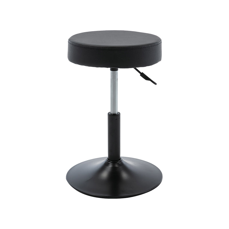 Adjustable Modern Counter Bar Stool Armless Leather Backless Bar Stool with Metal Base Black Short Stool(22"H) Clearhalo 'Bar Furniture' 'Bar Stools' 'bar_stools' 'furn' 'furn_bar_stools' 'furniture_bar_stools' 'Kitchen & Dining Furniture' 'kitchen&dining_furn' 'kitchen' 'kitchen_furn' Furniture' 4371709