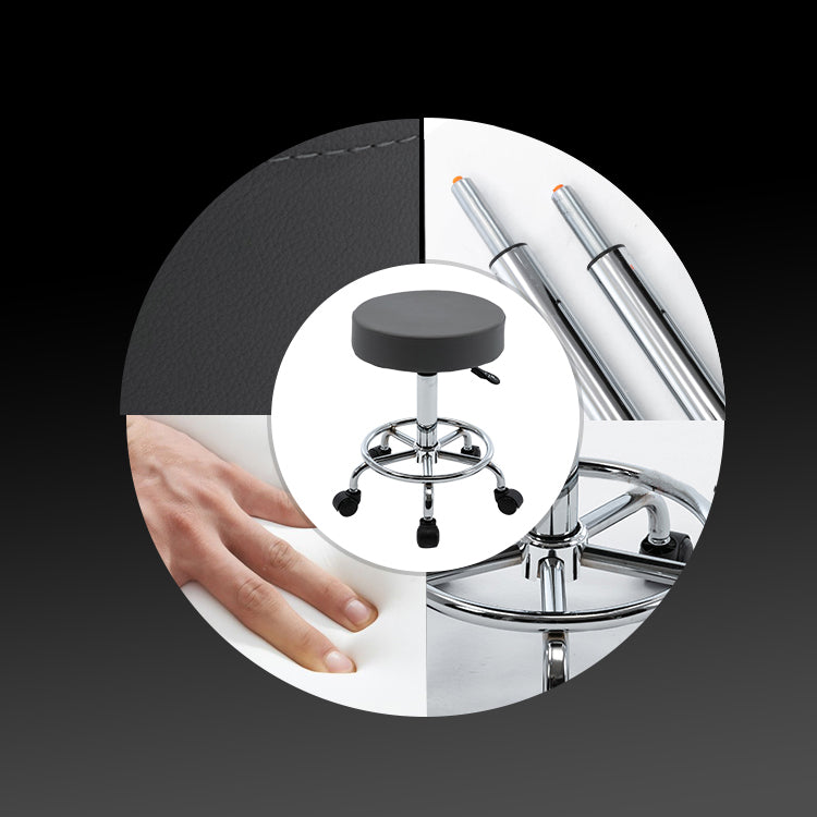 Adjustable Modern Counter Bar Stool Armless Leather Backless Bar Stool with Metal Base Clearhalo 'Bar Furniture' 'Bar Stools' 'bar_stools' 'furn' 'furn_bar_stools' 'furniture_bar_stools' 'Kitchen & Dining Furniture' 'kitchen&dining_furn' 'kitchen' 'kitchen_furn' Furniture' 4371711