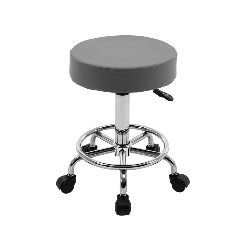 Adjustable Modern Counter Bar Stool Armless Leather Backless Bar Stool with Metal Base Gray Counter Stool(26"H) Clearhalo 'Bar Furniture' 'Bar Stools' 'bar_stools' 'furn' 'furn_bar_stools' 'furniture_bar_stools' 'Kitchen & Dining Furniture' 'kitchen&dining_furn' 'kitchen' 'kitchen_furn' Furniture' 4371715