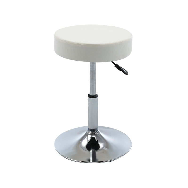 Adjustable Modern Counter Bar Stool Armless Leather Backless Bar Stool with Metal Base White Short Stool(22"H) Clearhalo 'Bar Furniture' 'Bar Stools' 'bar_stools' 'furn' 'furn_bar_stools' 'furniture_bar_stools' 'Kitchen & Dining Furniture' 'kitchen&dining_furn' 'kitchen' 'kitchen_furn' Furniture' 4371717