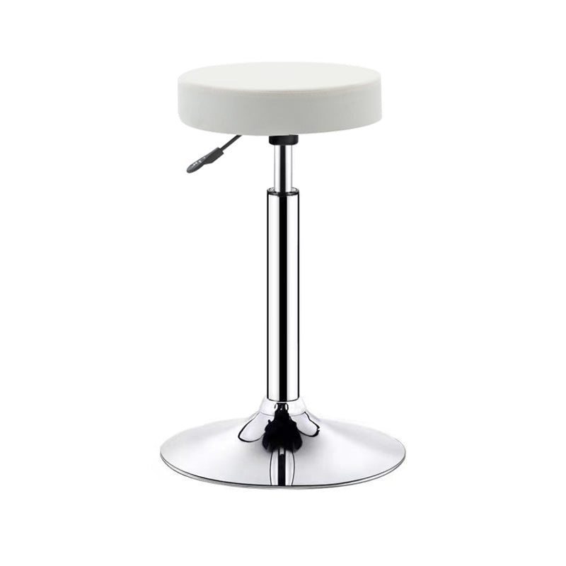 Adjustable Modern Counter Bar Stool Armless Leather Backless Bar Stool with Metal Base White Bar Stool(33"H) Clearhalo 'Bar Furniture' 'Bar Stools' 'bar_stools' 'furn' 'furn_bar_stools' 'furniture_bar_stools' 'Kitchen & Dining Furniture' 'kitchen&dining_furn' 'kitchen' 'kitchen_furn' Furniture' 4371718
