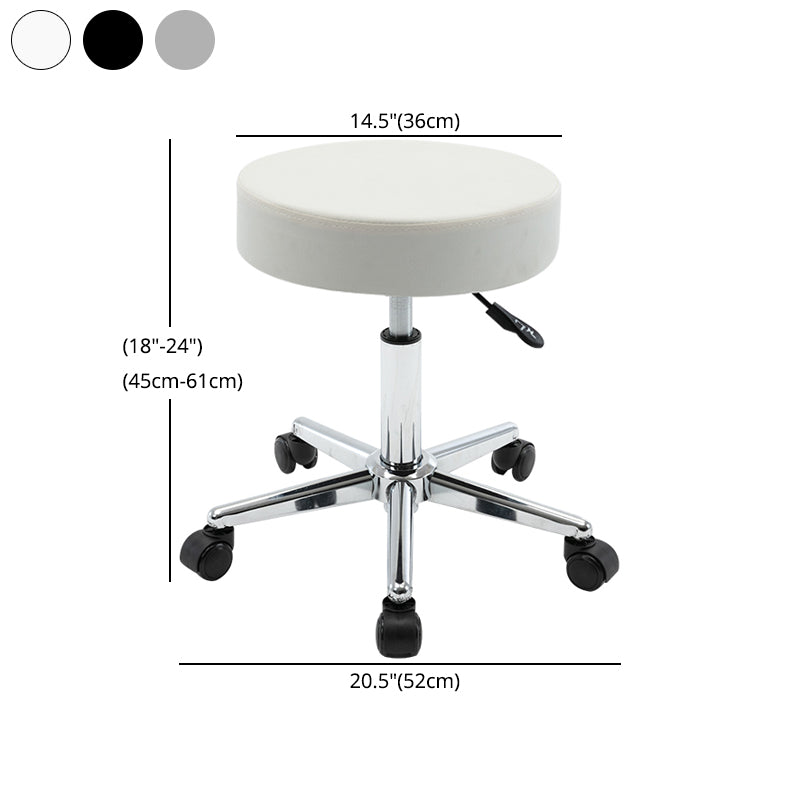 Adjustable Modern Counter Bar Stool Armless Leather Backless Bar Stool with Metal Base Clearhalo 'Bar Furniture' 'Bar Stools' 'bar_stools' 'furn' 'furn_bar_stools' 'furniture_bar_stools' 'Kitchen & Dining Furniture' 'kitchen&dining_furn' 'kitchen' 'kitchen_furn' Furniture' 4371721