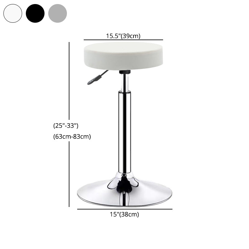Adjustable Modern Counter Bar Stool Armless Leather Backless Bar Stool with Metal Base Clearhalo 'Bar Furniture' 'Bar Stools' 'bar_stools' 'furn' 'furn_bar_stools' 'furniture_bar_stools' 'Kitchen & Dining Furniture' 'kitchen&dining_furn' 'kitchen' 'kitchen_furn' Furniture' 4371722