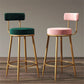 Glam Armless Backrest Counter Stool Iron Household Bar Stool with Velvet Cushion and Pedal Clearhalo 'Bar Furniture' 'Bar Stools' 'bar_stools' 'furn' 'furn_bar_stools' 'furniture_bar_stools' 'Kitchen & Dining Furniture' 'kitchen&dining_furn' 'kitchen' 'kitchen_furn' Furniture' 4371723