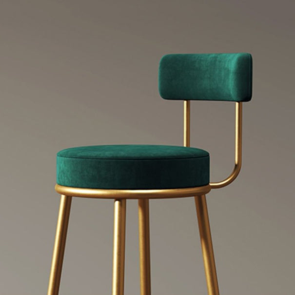 Glam Armless Backrest Counter Stool Iron Household Bar Stool with Velvet Cushion and Pedal Clearhalo 'Bar Furniture' 'Bar Stools' 'bar_stools' 'furn' 'furn_bar_stools' 'furniture_bar_stools' 'Kitchen & Dining Furniture' 'kitchen&dining_furn' 'kitchen' 'kitchen_furn' Furniture' 4371734