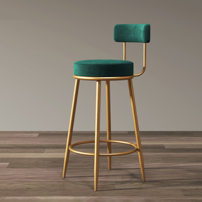 Glam Armless Backrest Counter Stool Iron Household Bar Stool with Velvet Cushion and Pedal Green 1 Piece Clearhalo 'Bar Furniture' 'Bar Stools' 'bar_stools' 'furn' 'furn_bar_stools' 'furniture_bar_stools' 'Kitchen & Dining Furniture' 'kitchen&dining_furn' 'kitchen' 'kitchen_furn' Furniture' 4371735