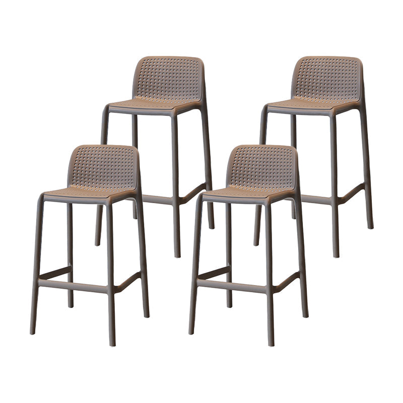 Modern Armless Backrest Counter Stool Plastic Cafe Bar Stool with Plastic Seat Camel 4 Piece Set Short Stool(22"H) Clearhalo 'Bar Furniture' 'Bar Stools' 'bar_stools' 'furn' 'furn_bar_stools' 'furniture_bar_stools' 'Kitchen & Dining Furniture' 'kitchen&dining_furn' 'kitchen' 'kitchen_furn' Furniture' 4371755
