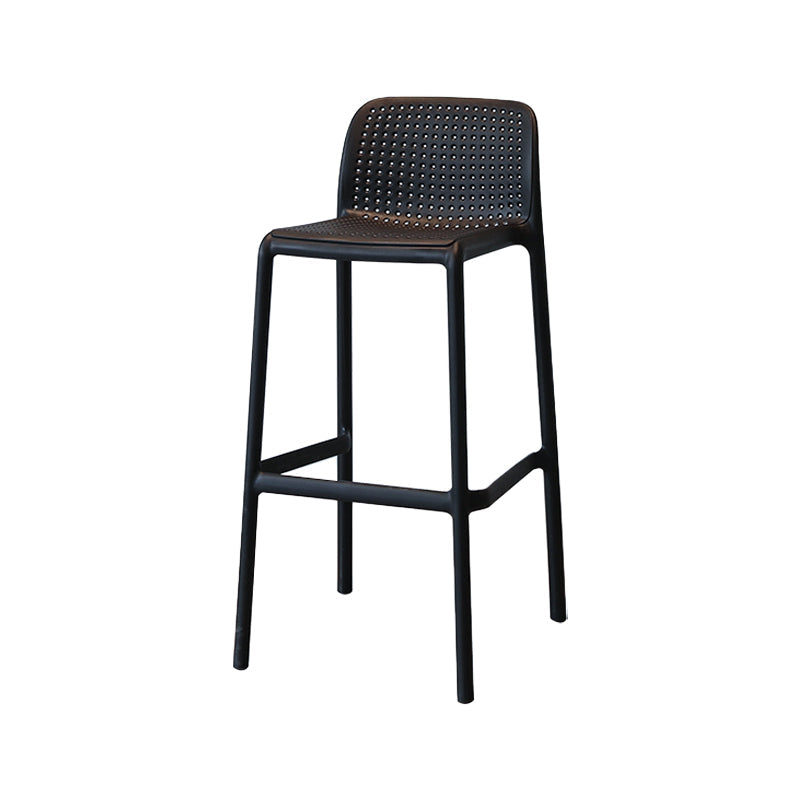 Modern Armless Backrest Counter Stool Plastic Cafe Bar Stool with Plastic Seat Black 1 Piece Bar Stool(30"H) Clearhalo 'Bar Furniture' 'Bar Stools' 'bar_stools' 'furn' 'furn_bar_stools' 'furniture_bar_stools' 'Kitchen & Dining Furniture' 'kitchen&dining_furn' 'kitchen' 'kitchen_furn' Furniture' 4371757