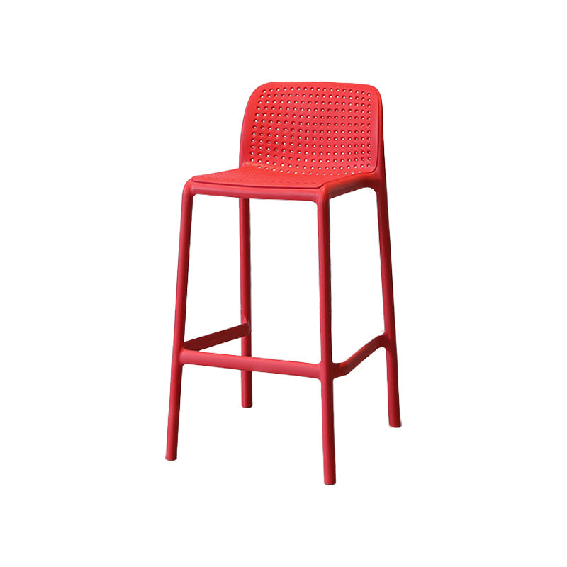 Modern Armless Backrest Counter Stool Plastic Cafe Bar Stool with Plastic Seat Red 1 Piece Short Stool(22"H) Clearhalo 'Bar Furniture' 'Bar Stools' 'bar_stools' 'furn' 'furn_bar_stools' 'furniture_bar_stools' 'Kitchen & Dining Furniture' 'kitchen&dining_furn' 'kitchen' 'kitchen_furn' Furniture' 4371760