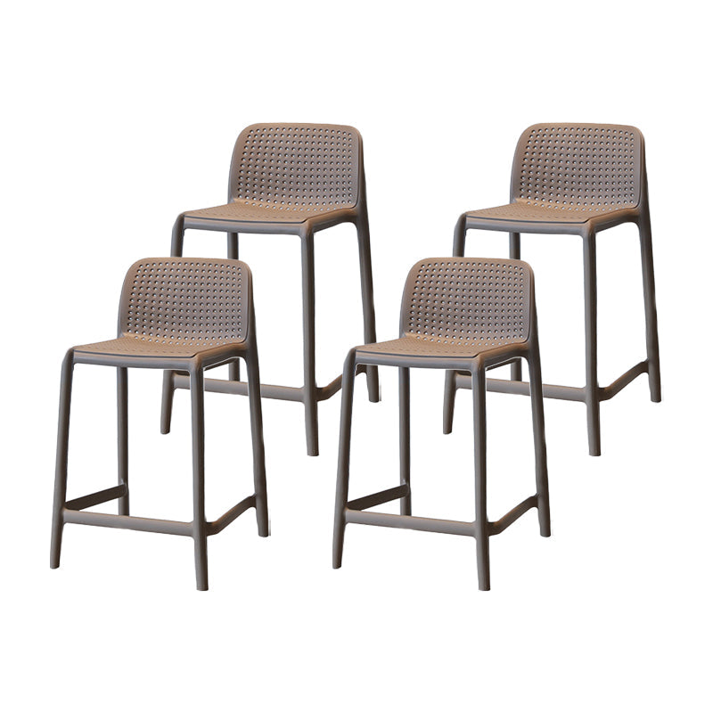 Modern Armless Backrest Counter Stool Plastic Cafe Bar Stool with Plastic Seat Camel 4 Piece Set Short Stool(20"H) Clearhalo 'Bar Furniture' 'Bar Stools' 'bar_stools' 'furn' 'furn_bar_stools' 'furniture_bar_stools' 'Kitchen & Dining Furniture' 'kitchen&dining_furn' 'kitchen' 'kitchen_furn' Furniture' 4371767