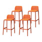 Modern Armless Backrest Counter Stool Plastic Cafe Bar Stool with Plastic Seat Orange 4 Piece Set Counter Stool(26"H) Clearhalo 'Bar Furniture' 'Bar Stools' 'bar_stools' 'furn' 'furn_bar_stools' 'furniture_bar_stools' 'Kitchen & Dining Furniture' 'kitchen&dining_furn' 'kitchen' 'kitchen_furn' Furniture' 4371772