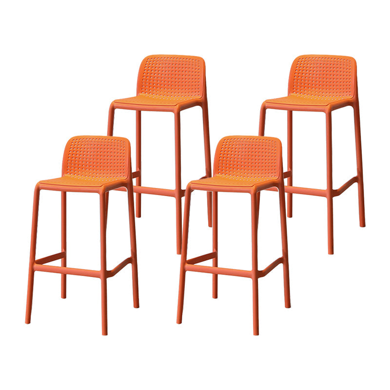 Modern Armless Backrest Counter Stool Plastic Cafe Bar Stool with Plastic Seat Orange 4 Piece Set Counter Stool(26"H) Clearhalo 'Bar Furniture' 'Bar Stools' 'bar_stools' 'furn' 'furn_bar_stools' 'furniture_bar_stools' 'Kitchen & Dining Furniture' 'kitchen&dining_furn' 'kitchen' 'kitchen_furn' Furniture' 4371772