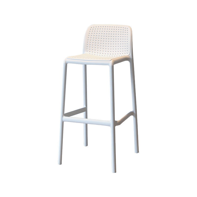 Modern Armless Backrest Counter Stool Plastic Cafe Bar Stool with Plastic Seat White 1 Piece Bar Stool(30"H) Clearhalo 'Bar Furniture' 'Bar Stools' 'bar_stools' 'furn' 'furn_bar_stools' 'furniture_bar_stools' 'Kitchen & Dining Furniture' 'kitchen&dining_furn' 'kitchen' 'kitchen_furn' Furniture' 4371773