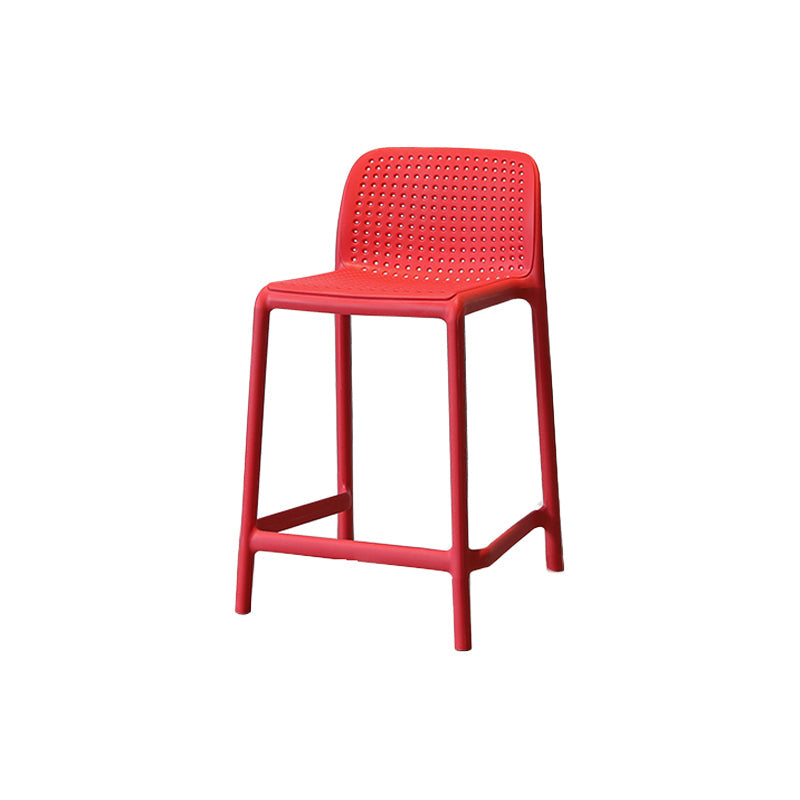 Modern Armless Backrest Counter Stool Plastic Cafe Bar Stool with Plastic Seat Red 1 Piece Short Stool(20"H) Clearhalo 'Bar Furniture' 'Bar Stools' 'bar_stools' 'furn' 'furn_bar_stools' 'furniture_bar_stools' 'Kitchen & Dining Furniture' 'kitchen&dining_furn' 'kitchen' 'kitchen_furn' Furniture' 4371779