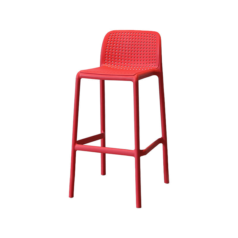 Modern Armless Backrest Counter Stool Plastic Cafe Bar Stool with Plastic Seat Red 1 Piece Counter Stool(26"H) Clearhalo 'Bar Furniture' 'Bar Stools' 'bar_stools' 'furn' 'furn_bar_stools' 'furniture_bar_stools' 'Kitchen & Dining Furniture' 'kitchen&dining_furn' 'kitchen' 'kitchen_furn' Furniture' 4371782