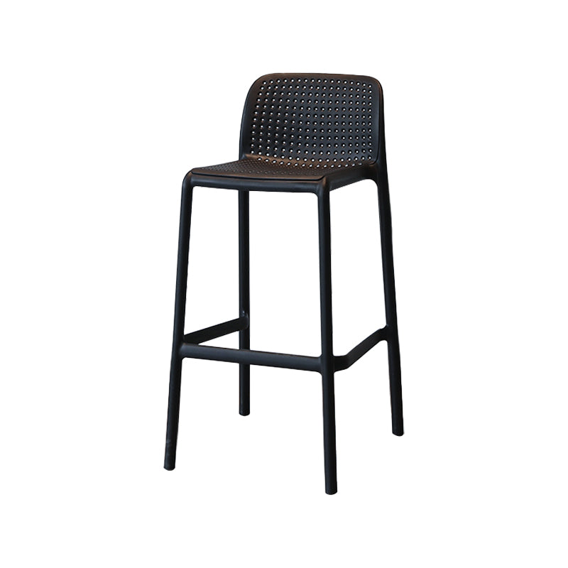 Modern Armless Backrest Counter Stool Plastic Cafe Bar Stool with Plastic Seat Black 1 Piece Counter Stool(26"H) Clearhalo 'Bar Furniture' 'Bar Stools' 'bar_stools' 'furn' 'furn_bar_stools' 'furniture_bar_stools' 'Kitchen & Dining Furniture' 'kitchen&dining_furn' 'kitchen' 'kitchen_furn' Furniture' 4371785