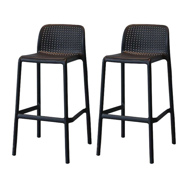 Modern Armless Backrest Counter Stool Plastic Cafe Bar Stool with Plastic Seat Black 2 Piece Set Counter Stool(26"H) Clearhalo 'Bar Furniture' 'Bar Stools' 'bar_stools' 'furn' 'furn_bar_stools' 'furniture_bar_stools' 'Kitchen & Dining Furniture' 'kitchen&dining_furn' 'kitchen' 'kitchen_furn' Furniture' 4371786