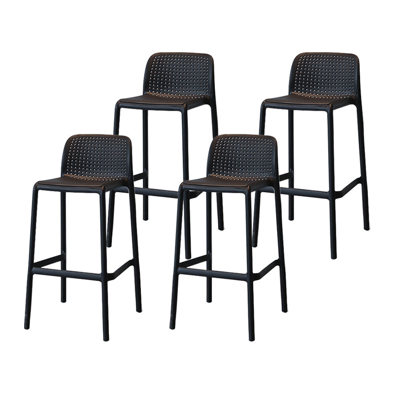 Modern Armless Backrest Counter Stool Plastic Cafe Bar Stool with Plastic Seat Black 4 Piece Set Counter Stool(26"H) Clearhalo 'Bar Furniture' 'Bar Stools' 'bar_stools' 'furn' 'furn_bar_stools' 'furniture_bar_stools' 'Kitchen & Dining Furniture' 'kitchen&dining_furn' 'kitchen' 'kitchen_furn' Furniture' 4371787