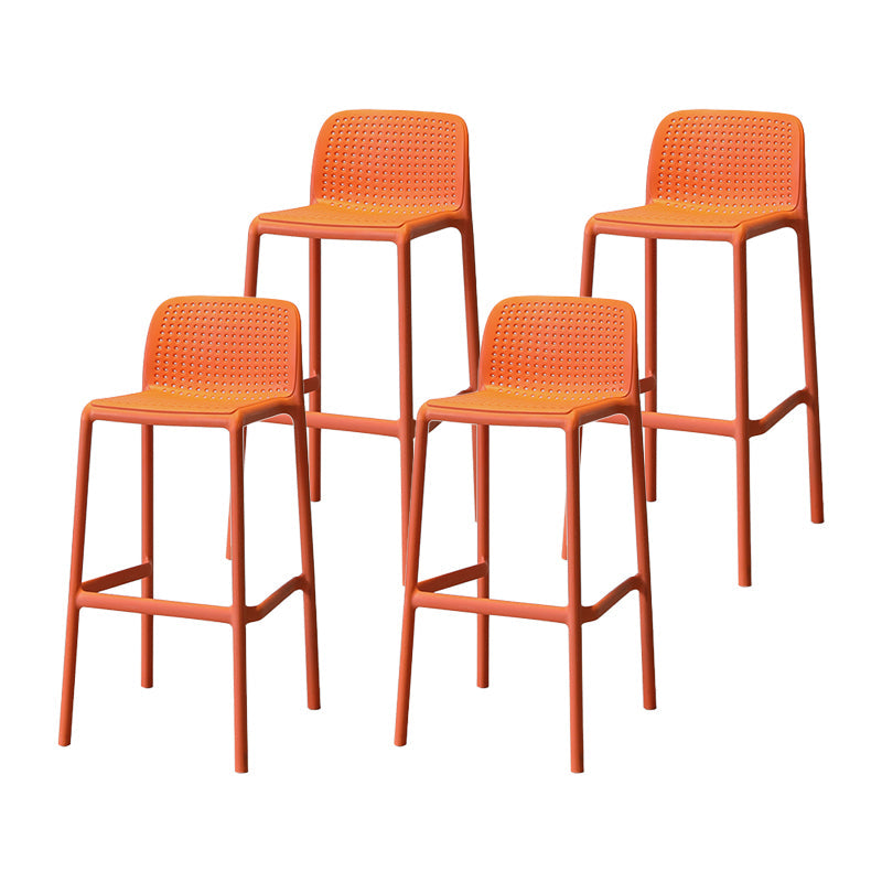 Modern Armless Backrest Counter Stool Plastic Cafe Bar Stool with Plastic Seat Orange 4 Piece Set Bar Stool(30"H) Clearhalo 'Bar Furniture' 'Bar Stools' 'bar_stools' 'furn' 'furn_bar_stools' 'furniture_bar_stools' 'Kitchen & Dining Furniture' 'kitchen&dining_furn' 'kitchen' 'kitchen_furn' Furniture' 4371790