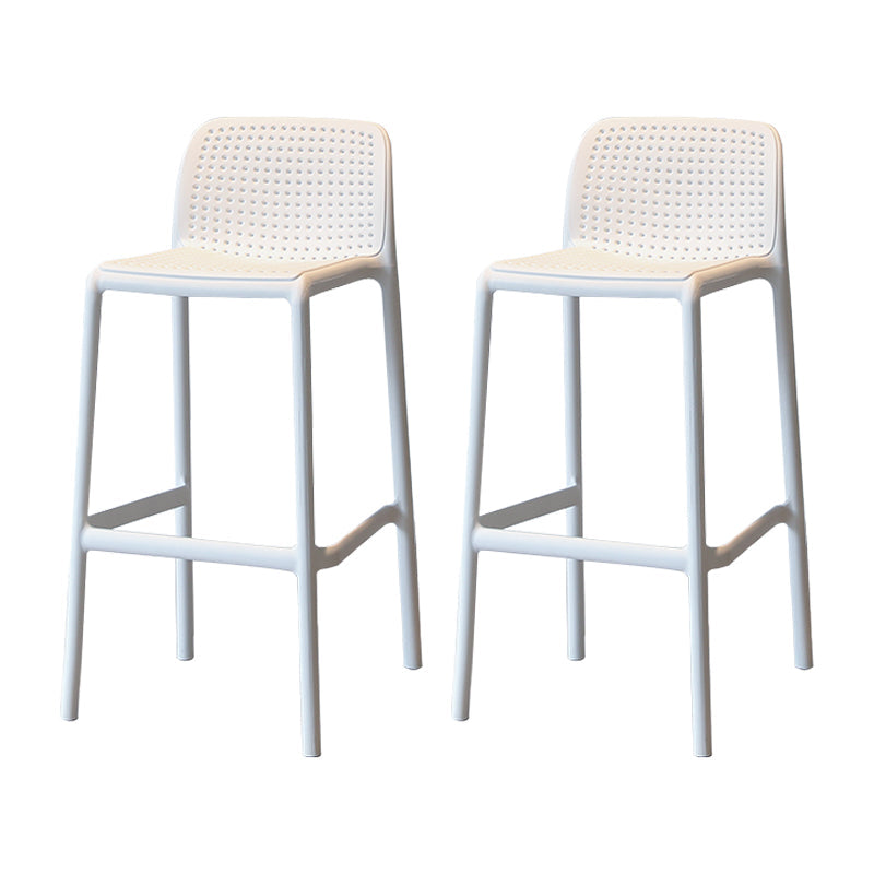 Modern Armless Backrest Counter Stool Plastic Cafe Bar Stool with Plastic Seat White 2 Piece Set Counter Stool(26"H) Clearhalo 'Bar Furniture' 'Bar Stools' 'bar_stools' 'furn' 'furn_bar_stools' 'furniture_bar_stools' 'Kitchen & Dining Furniture' 'kitchen&dining_furn' 'kitchen' 'kitchen_furn' Furniture' 4371792