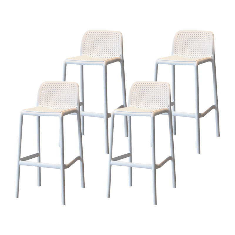 Modern Armless Backrest Counter Stool Plastic Cafe Bar Stool with Plastic Seat White 4 Piece Set Counter Stool(26"H) Clearhalo 'Bar Furniture' 'Bar Stools' 'bar_stools' 'furn' 'furn_bar_stools' 'furniture_bar_stools' 'Kitchen & Dining Furniture' 'kitchen&dining_furn' 'kitchen' 'kitchen_furn' Furniture' 4371793