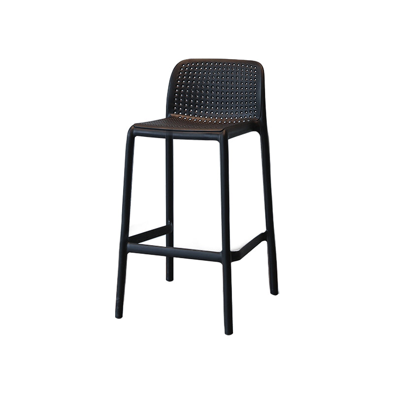 Modern Armless Backrest Counter Stool Plastic Cafe Bar Stool with Plastic Seat Black 1 Piece Short Stool(22"H) Clearhalo 'Bar Furniture' 'Bar Stools' 'bar_stools' 'furn' 'furn_bar_stools' 'furniture_bar_stools' 'Kitchen & Dining Furniture' 'kitchen&dining_furn' 'kitchen' 'kitchen_furn' Furniture' 4371797