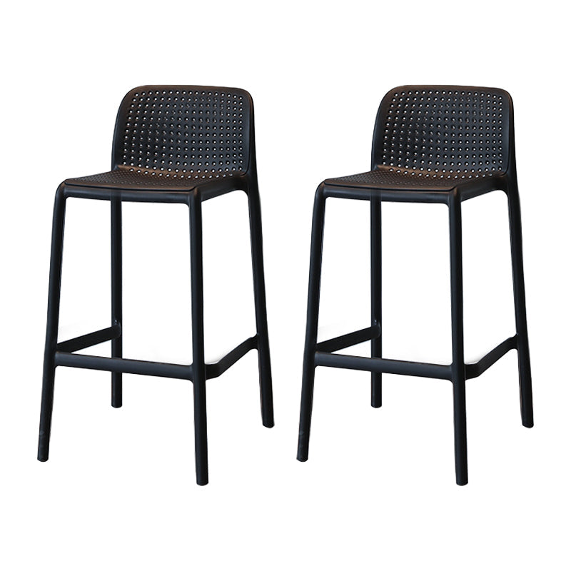 Modern Armless Backrest Counter Stool Plastic Cafe Bar Stool with Plastic Seat Black 2 Piece Set Short Stool(22"H) Clearhalo 'Bar Furniture' 'Bar Stools' 'bar_stools' 'furn' 'furn_bar_stools' 'furniture_bar_stools' 'Kitchen & Dining Furniture' 'kitchen&dining_furn' 'kitchen' 'kitchen_furn' Furniture' 4371798