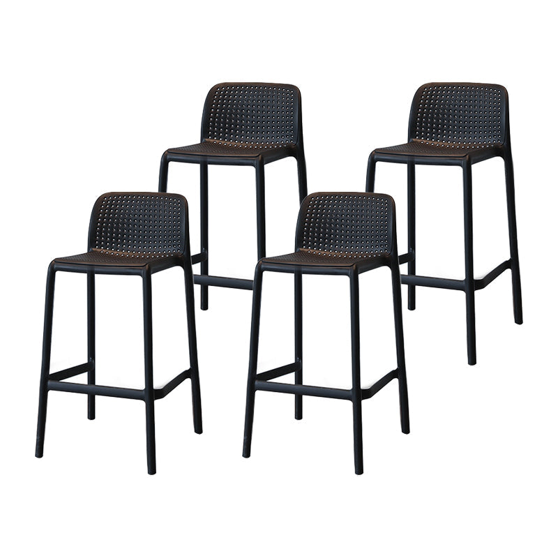 Modern Armless Backrest Counter Stool Plastic Cafe Bar Stool with Plastic Seat Black 4 Piece Set Short Stool(22"H) Clearhalo 'Bar Furniture' 'Bar Stools' 'bar_stools' 'furn' 'furn_bar_stools' 'furniture_bar_stools' 'Kitchen & Dining Furniture' 'kitchen&dining_furn' 'kitchen' 'kitchen_furn' Furniture' 4371799