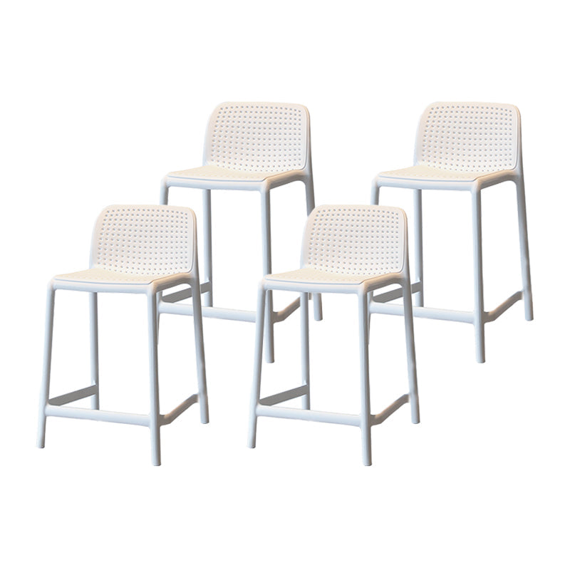 Modern Armless Backrest Counter Stool Plastic Cafe Bar Stool with Plastic Seat White 4 Piece Set Short Stool(20"H) Clearhalo 'Bar Furniture' 'Bar Stools' 'bar_stools' 'furn' 'furn_bar_stools' 'furniture_bar_stools' 'Kitchen & Dining Furniture' 'kitchen&dining_furn' 'kitchen' 'kitchen_furn' Furniture' 4371802