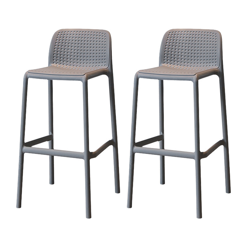 Modern Armless Backrest Counter Stool Plastic Cafe Bar Stool with Plastic Seat Dark Gray 2 Piece Set Bar Stool(30"H) Clearhalo 'Bar Furniture' 'Bar Stools' 'bar_stools' 'furn' 'furn_bar_stools' 'furniture_bar_stools' 'Kitchen & Dining Furniture' 'kitchen&dining_furn' 'kitchen' 'kitchen_furn' Furniture' 4371804