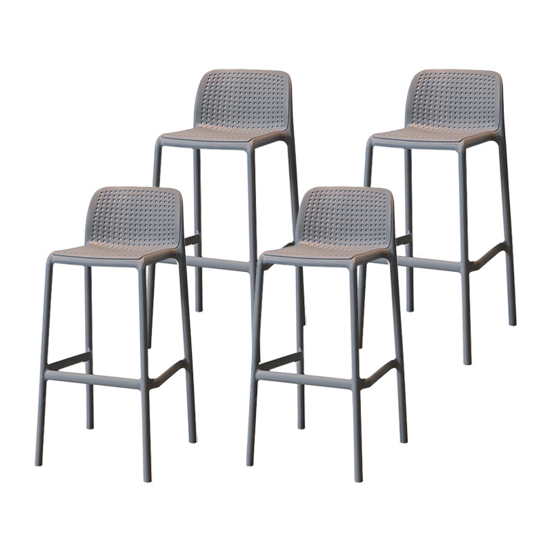 Modern Armless Backrest Counter Stool Plastic Cafe Bar Stool with Plastic Seat Dark Gray 4 Piece Set Bar Stool(30"H) Clearhalo 'Bar Furniture' 'Bar Stools' 'bar_stools' 'furn' 'furn_bar_stools' 'furniture_bar_stools' 'Kitchen & Dining Furniture' 'kitchen&dining_furn' 'kitchen' 'kitchen_furn' Furniture' 4371805