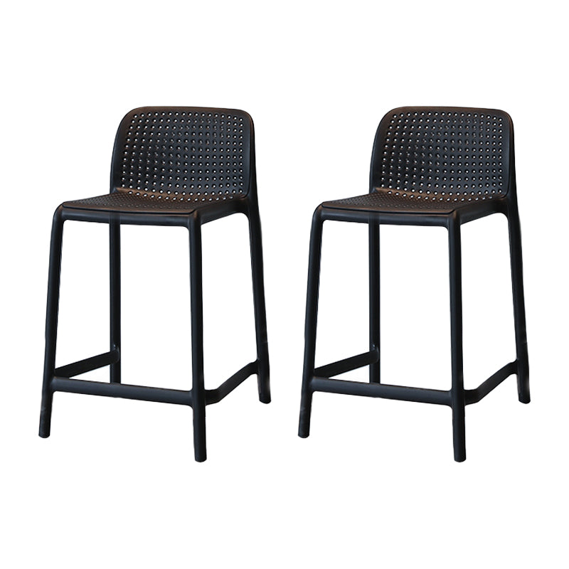 Modern Armless Backrest Counter Stool Plastic Cafe Bar Stool with Plastic Seat Black 2 Piece Set Short Stool(20"H) Clearhalo 'Bar Furniture' 'Bar Stools' 'bar_stools' 'furn' 'furn_bar_stools' 'furniture_bar_stools' 'Kitchen & Dining Furniture' 'kitchen&dining_furn' 'kitchen' 'kitchen_furn' Furniture' 4371807